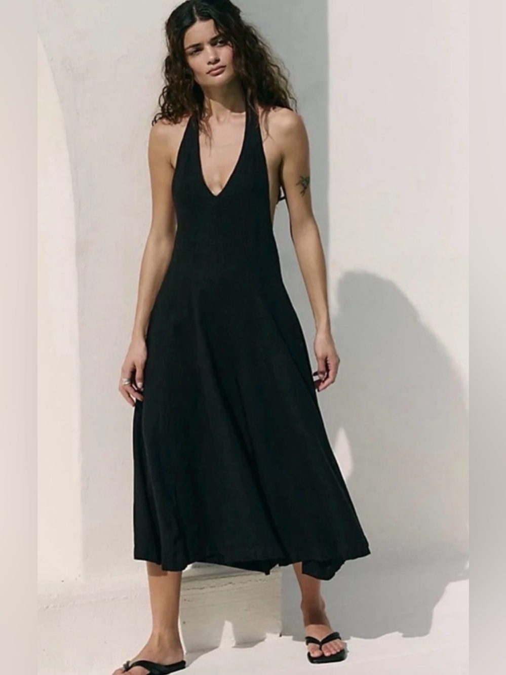 *NWT* Free People Women’s Black Free-est Reese Linen Culotte One-Piece, Size XS